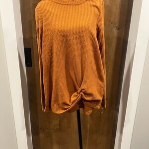 Women's Orange Knotted Top